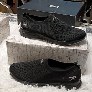 Kuru Stride Black Knit Slip-On Sneakers Walking Plantar Fascitis Shoes SZ 11.5